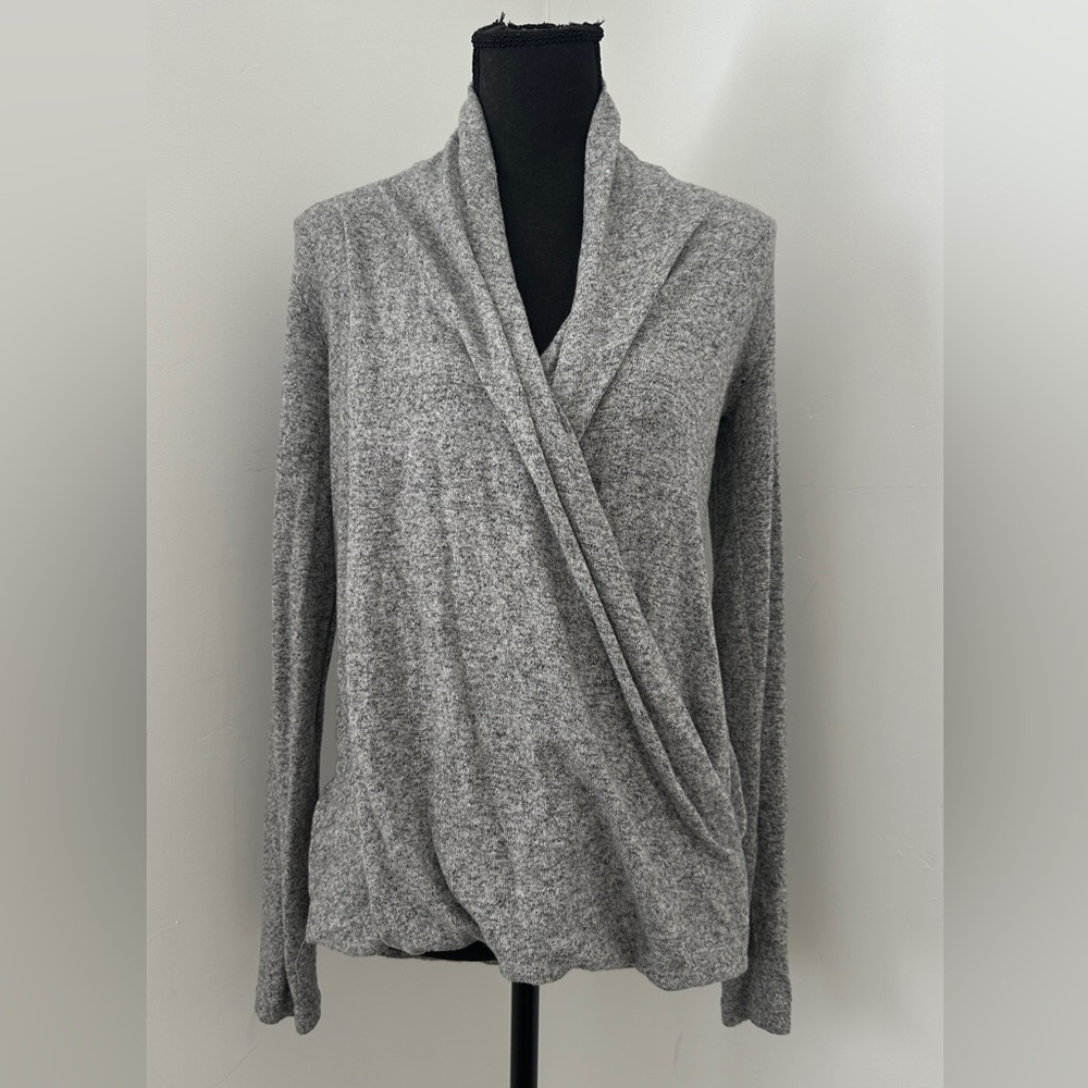 Pure + Good - Grey Wrap-Front Sweater - XS